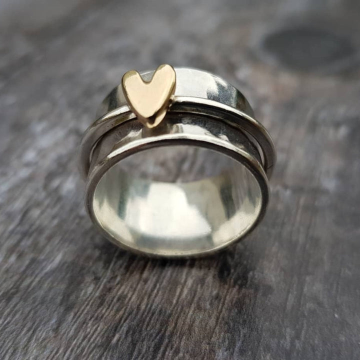 HEARTGOLD | SILVER RING WITH GOLDEN HEART