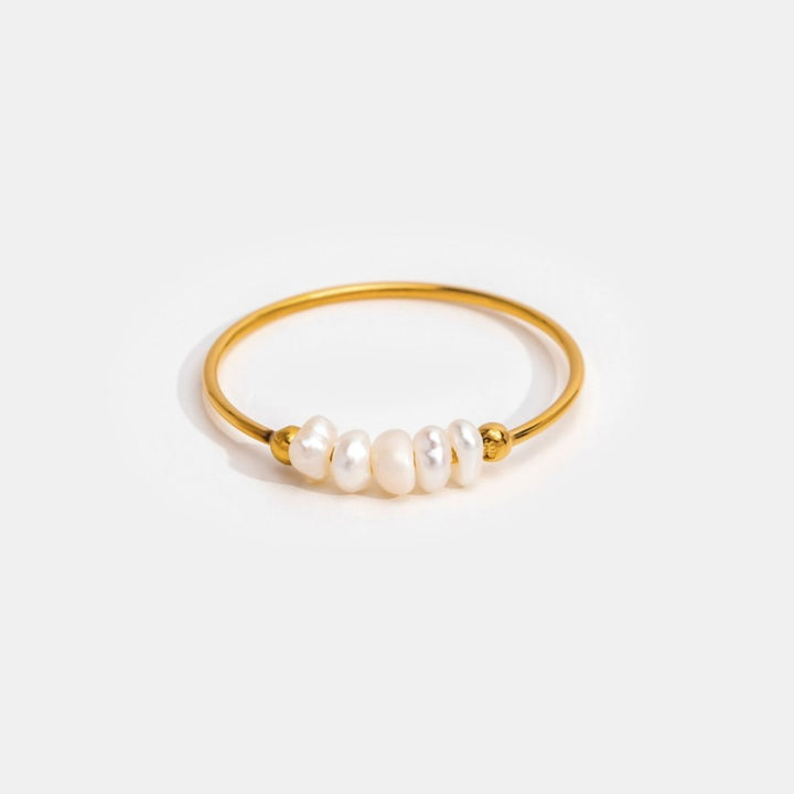 PEARLETTE | MINIMALIST GOLD BEADED PEARL RING