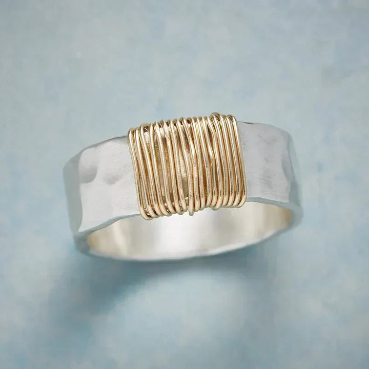 WOVEN | HANDCRAFTED GOLD THREAD SILVER RING