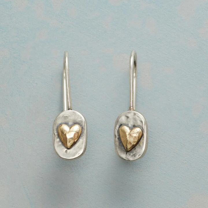 HEART EARRINGS WITH SILVER AND GOLD